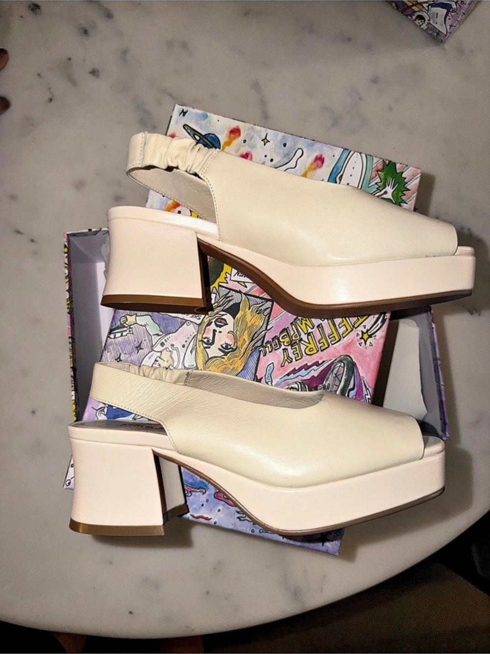 Jeffrey Campbell Extendo Ivory Platform Heels US 8 M